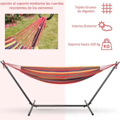 Hamaca Outsunny 6 niveles con bolsa de transporte multicolor 200x150 cm