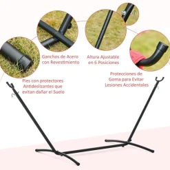 Hamaca Outsunny 6 niveles con bolsa de transporte multicolor 200x150 cm