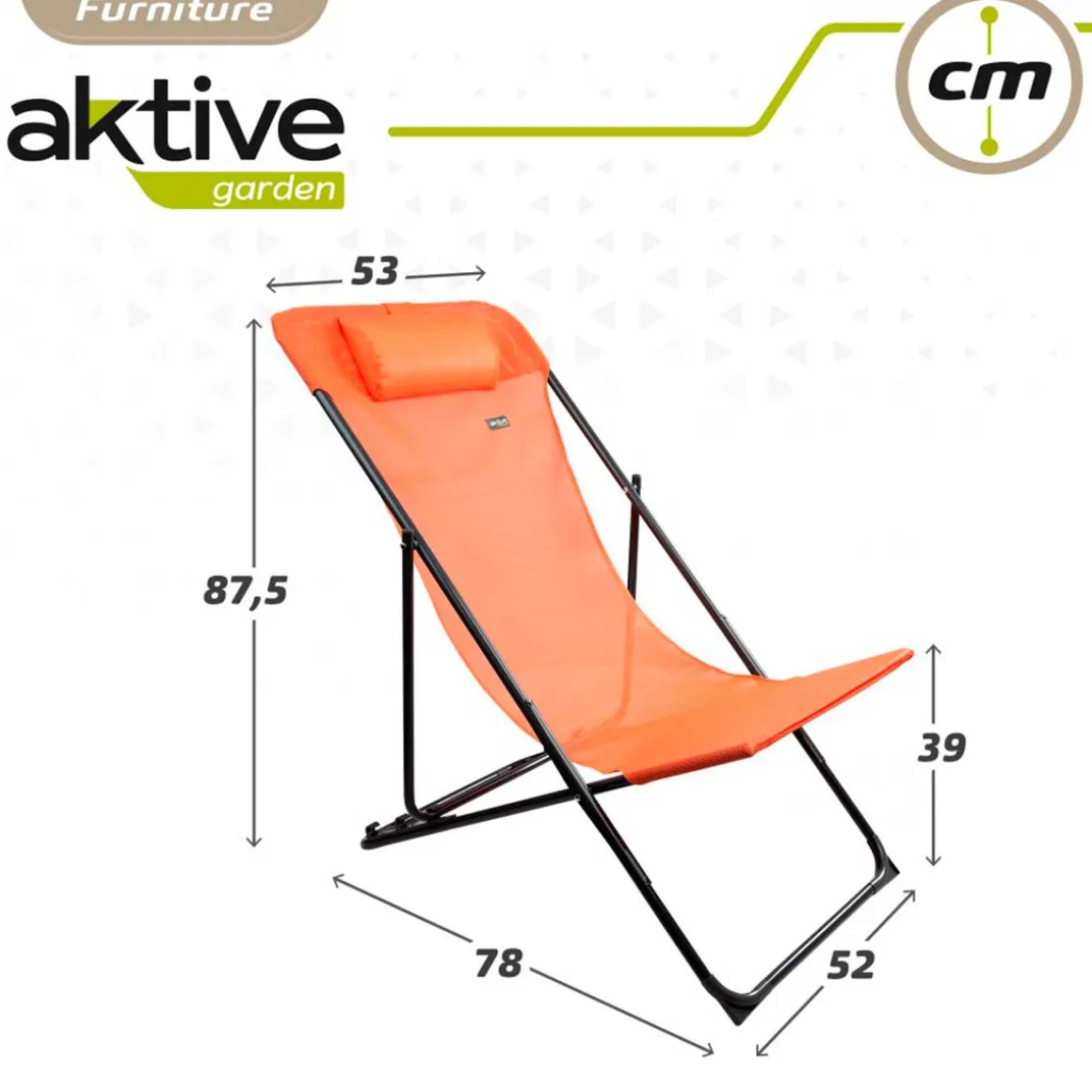 Hamaca plegable Aktive Garden 3 posiciones con reposacabezas