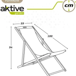 Hamaca plegable Aktive Garden reclinable natural/beige 94x59x100 cm