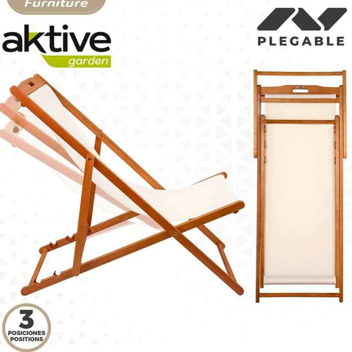 Hamaca plegable Aktive Garden reclinable natural/beige 94x59x100 cm