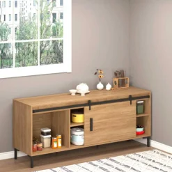 Herraje para puerta corredera Homcom 2 rieles negro 200 cm
