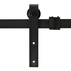 Herraje para puerta corredera Homcom 2 rieles negro 200 cm