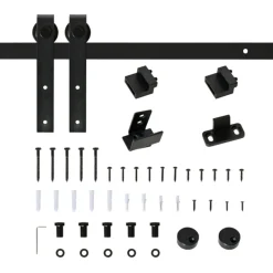 Herraje para puerta corredera Homcom 2 rieles negro 200 cm