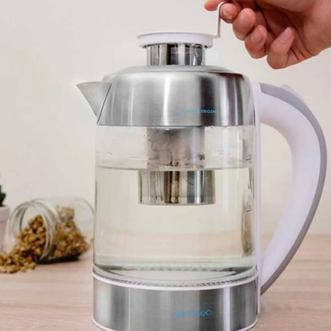 Hervidor de agua eléctrico Thermosense 370 Clear Cecotec 1,7L 2200W vidrio de borosilicato