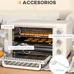 Horno de sobremesa Alec Homcom 1400W 21L 3 modos + temporizador 46 cm