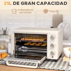 Horno de sobremesa Alec Homcom 1400W 21L 3 modos + temporizador 46 cm