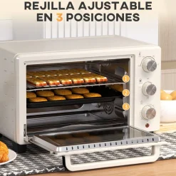 Horno de sobremesa Alec Homcom 1400W 21L 3 modos + temporizador 46 cm