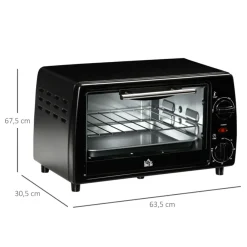 Horno de sobremesa Homcom 750W 10L con temperatura regulable y temporizador negro 67,5x63,5x30,5 cm