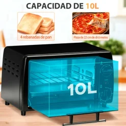 Horno de sobremesa Homcom 750W 10L con temperatura regulable y temporizador negro 67,5x63,5x30,5 cm