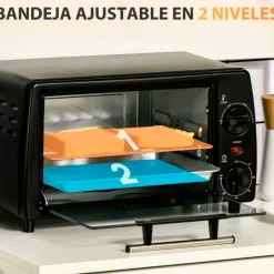 Horno de sobremesa Homcom 750W 10L con temperatura regulable y temporizador negro 67,5x63,5x30,5 cm
