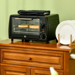 Horno de sobremesa Homcom 750W 10L con temperatura regulable y temporizador negro 67,5x63,5x30,5 cm