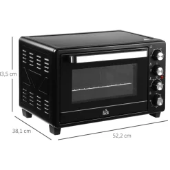 Horno de sobremesa Power Flame Homcom 32L 1600W negro 33,5x52,2x38,1 cm