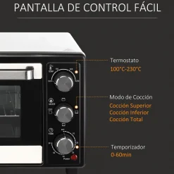 Horno de sobremesa Vulcan Homcom 1400W 16L blanco/negro 28,1x44x32 cm