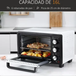 Horno de sobremesa Vulcan Homcom 1400W 16L blanco/negro 28,1x44x32 cm