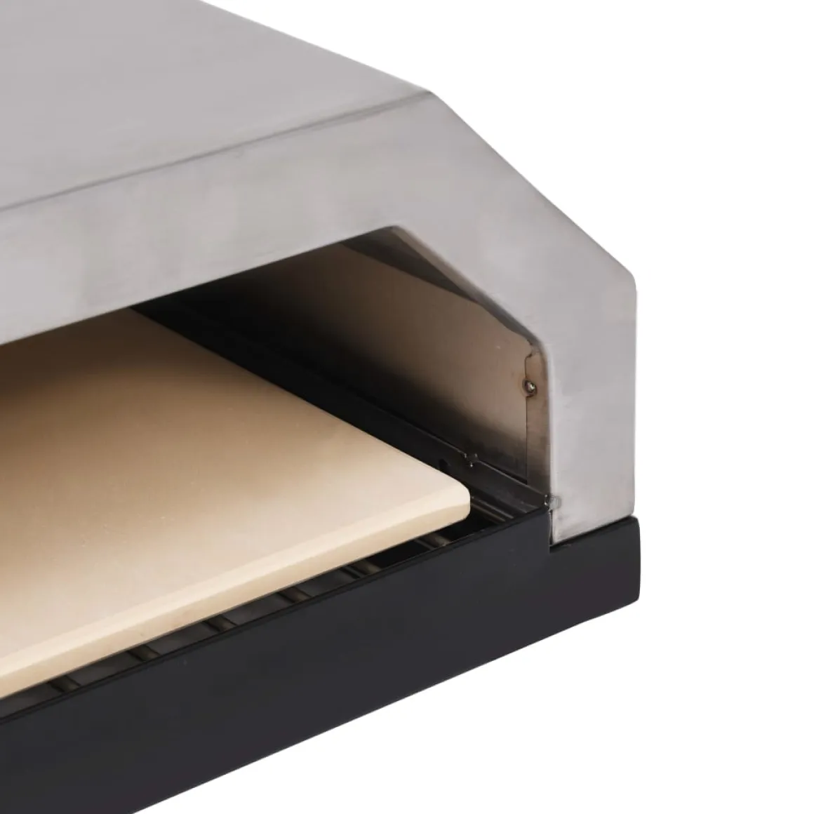 Horno para pizzas para barbacoa con piedra de cerámica inox 15,5x35x49 cm