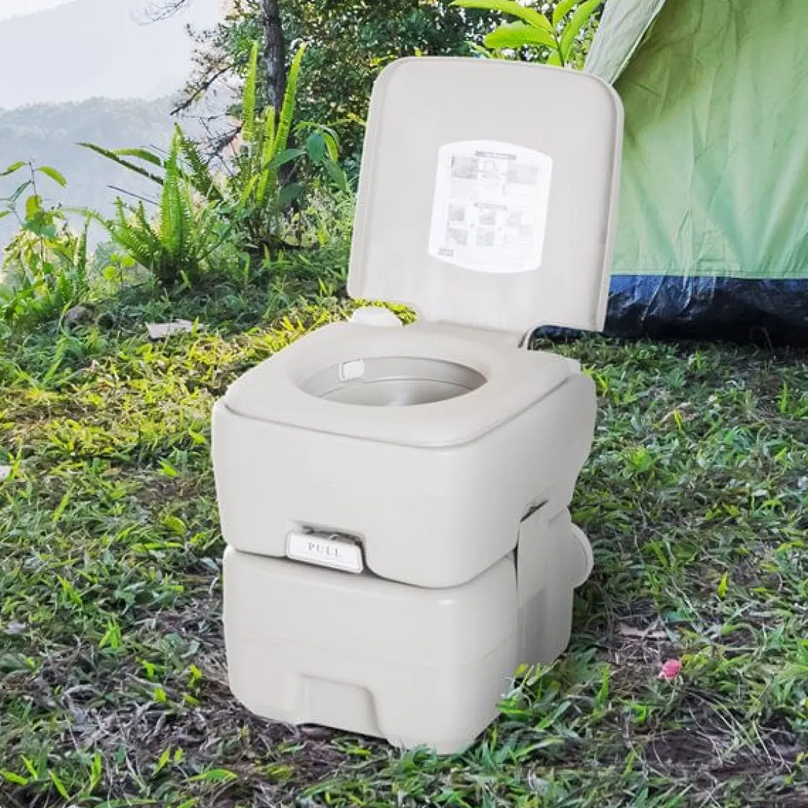 Inodoro portátil WC Kleankin químico con enjuague 20L gris 42x41,5x36,5 cm