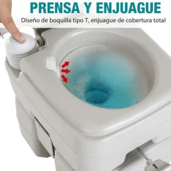 Inodoro portátil WC Kleankin químico con enjuague 20L gris 42x41,5x36,5 cm