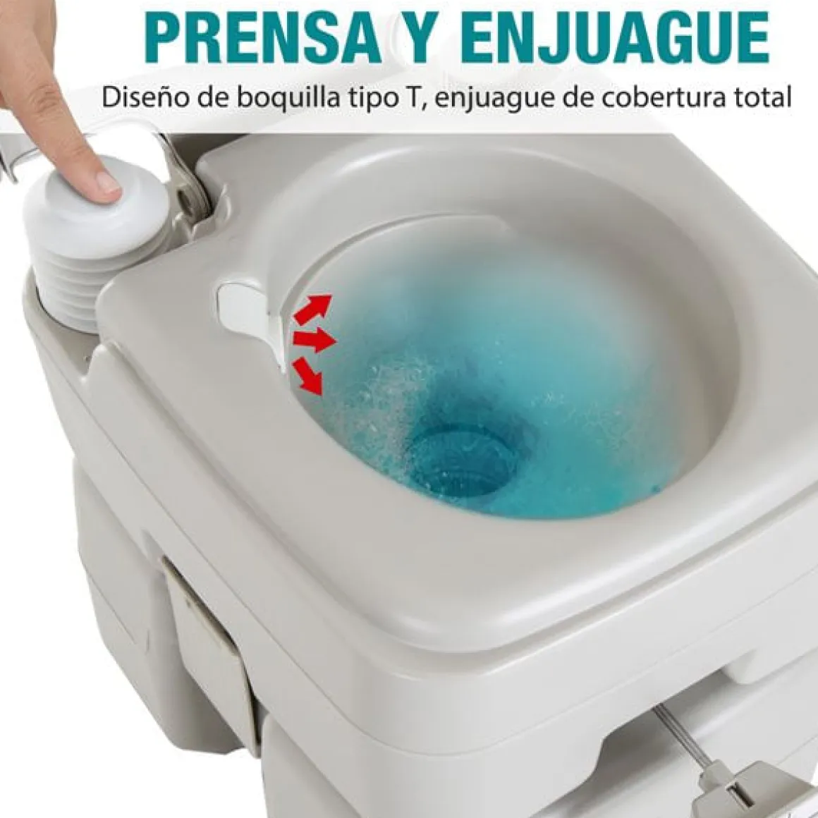 Inodoro portátil WC Kleankin químico con enjuague 20L gris 42x41,5x36,5 cm
