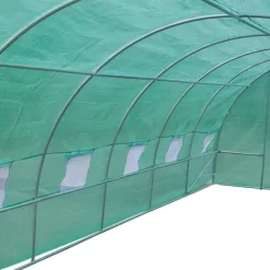 Invernadero de túnel Outsunny 12 ventanas con mosquitera verde 200x800x300 cm