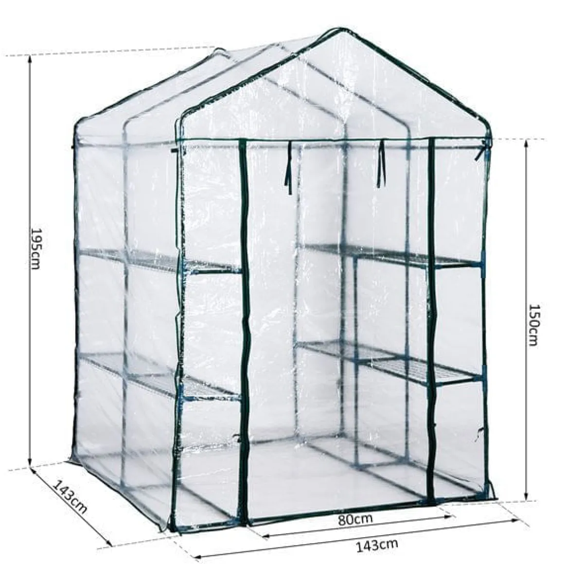 Invernadero Outsunny 3 pisos transparente 195x143x143 cm