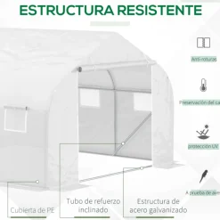 Invernadero Outsunny tipo túnel 8 ventanas blanco 200x300x600 cm