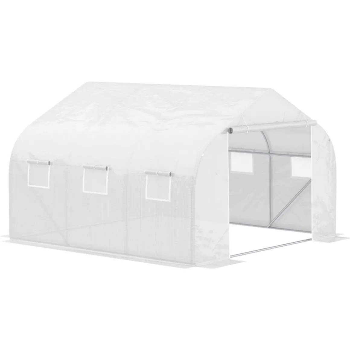 Invernadero Outsunny tipo túnel 6 ventanas + mosquitera blanco 200x300x350 cm