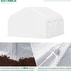Invernadero Outsunny tipo túnel 6 ventanas + mosquitera blanco 200x300x350 cm