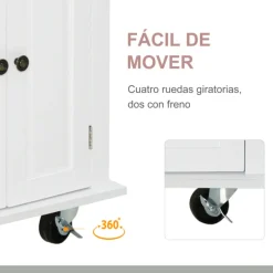 Isla de cocina Homcom 2 cajones 4 puertas especiero barra lateral blanco 82,5x111x44,5 cm