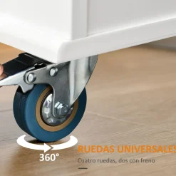 Isla de cocina Kalos Homcom extensible con ruedas blanco 92,5x128,8x75,5 cm