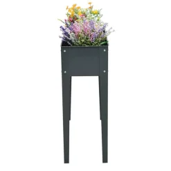 Jardinera elevada Outsunny rectangular gris ocuro 80x100x30 cm