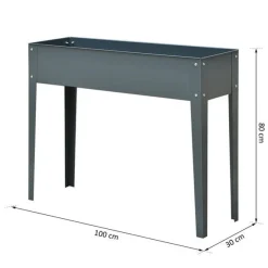 Jardinera elevada Outsunny rectangular gris ocuro 80x100x30 cm