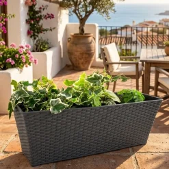 Jardinera Narayan gris 21x61x21 cm