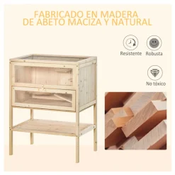 Jaula de madera para hámster PawHut 5 plataformas natural 80x60x40 cm
