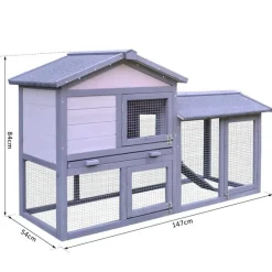 Jaula exterior de madera para animales pequeños 147x54x84 cm