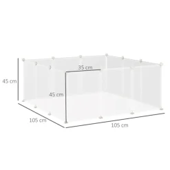 Jaula modular PawHut 12 paneles para conejos blanco 45x105x105 cm