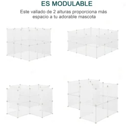 Jaula modular PawHut 12 paneles para conejos blanco 45x105x105 cm