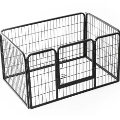 Jaula para mascotas PawHut doble cerradura 4 perros negro 70x125x80 cm