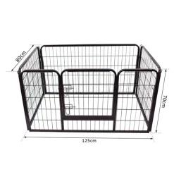 Jaula para mascotas PawHut doble cerradura 4 perros negro 70x125x80 cm
