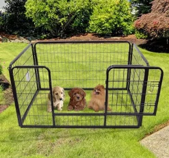 Jaula para mascotas PawHut doble cerradura 4 perros negro 70x125x80 cm