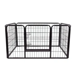 Jaula para mascotas PawHut doble cerradura 4 perros negro 70x125x80 cm