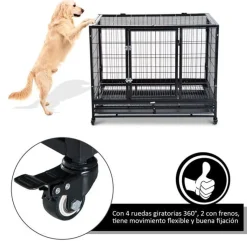 Jaula para perros PawHut aluminio negro 75x92x62 cm