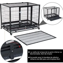 Jaula para perros PawHut aluminio negro 75x92x62 cm