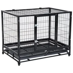 Jaula para perros PawHut aluminio negro 75x92x62 cm