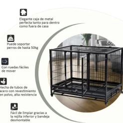 Jaula para perros PawHut aluminio negro 75x92x62 cm