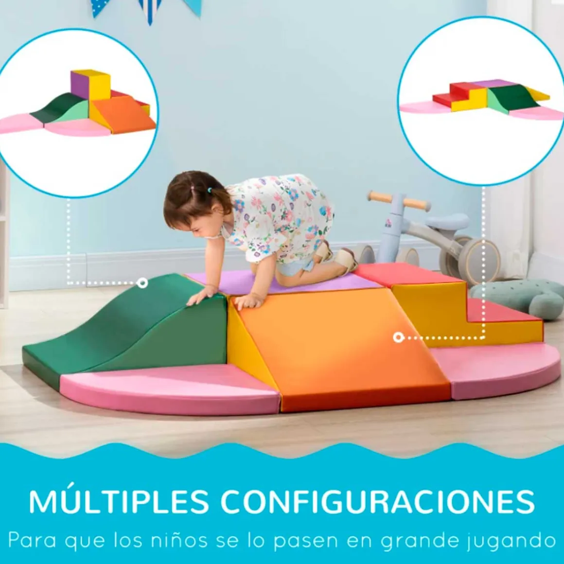Juego de 6 bloques infantil Homcom +18M multicolor