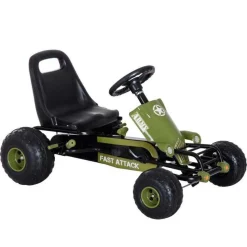 Kart a pedales Homcom asiento ajustable 3-6A negro/verde 56x99x65 cm