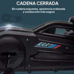 Kart infantil a pedales Go Kart Homcom altura regulable negro 58,5x58x100 cm