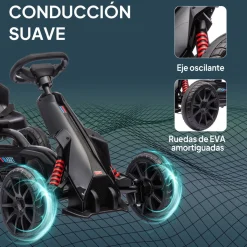 Kart infantil a pedales Go Kart Homcom altura regulable negro 58,5x58x100 cm