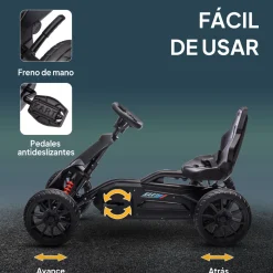 Kart infantil a pedales Go Kart Homcom altura regulable negro 58,5x58x100 cm